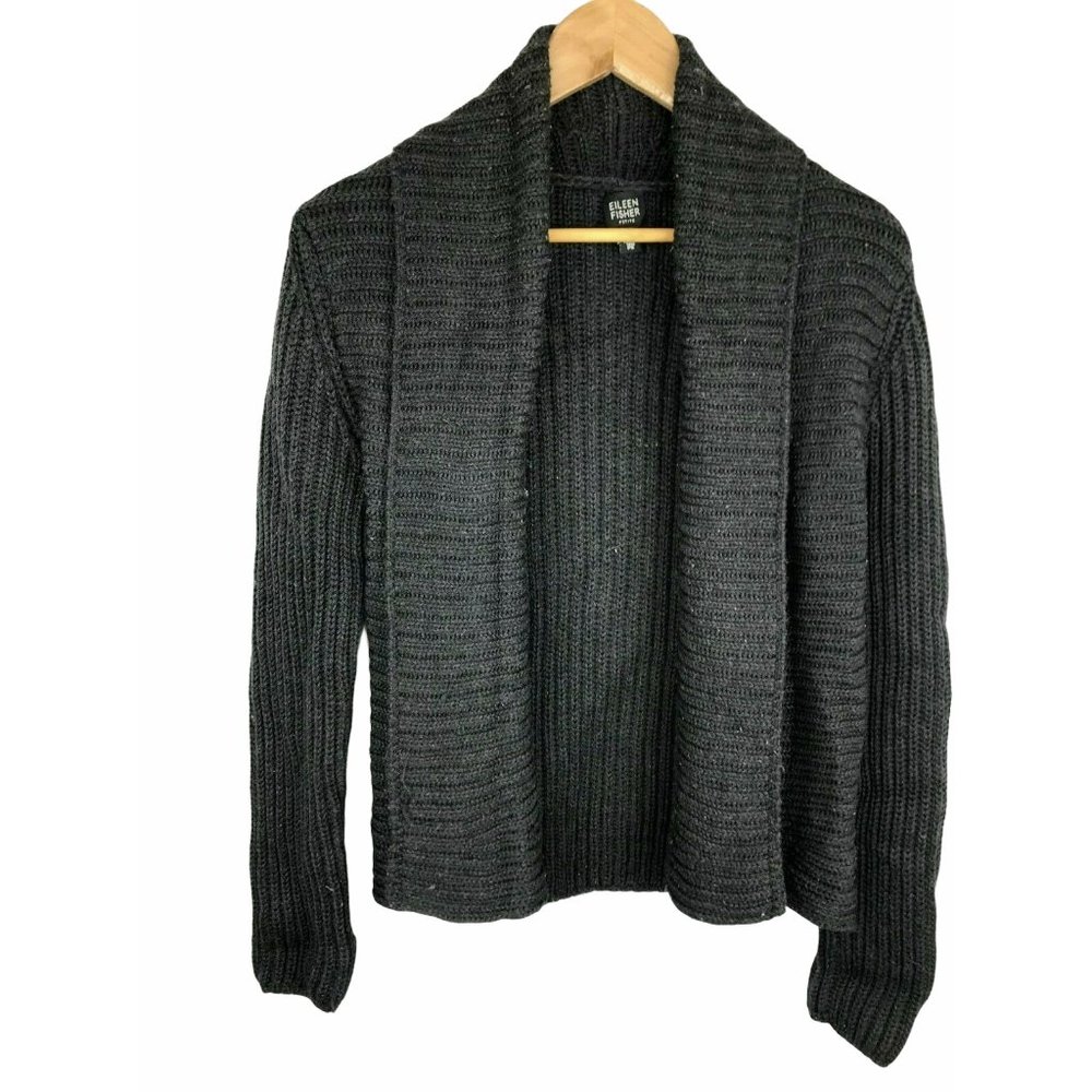 Eileen Fisher Sweater Open Cardigan Gray Small